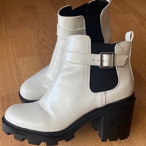 White and black booties